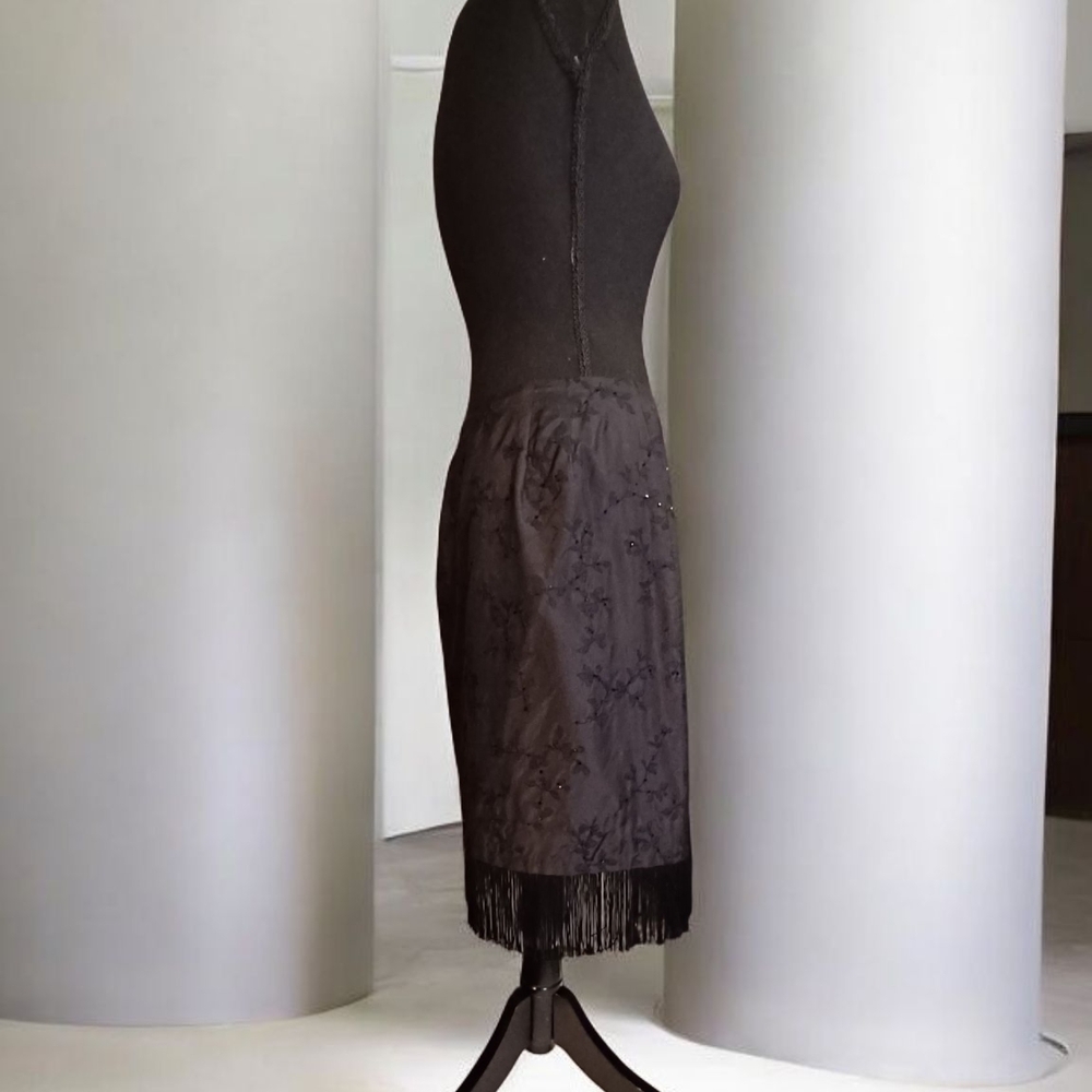Ann Taylor Black Embellished Midi Skirt - Picture 2 of 8